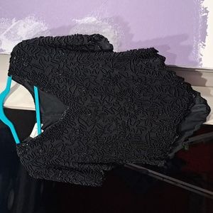Black beaded dress cocktail blouse